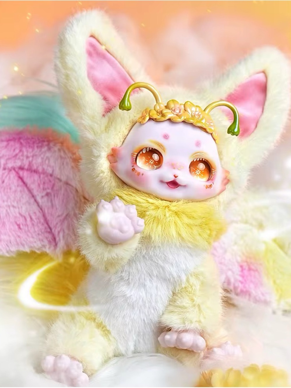 Bundle Yellow & Pink Plush Cat Toy - Cute Fuzzy Pet Plush